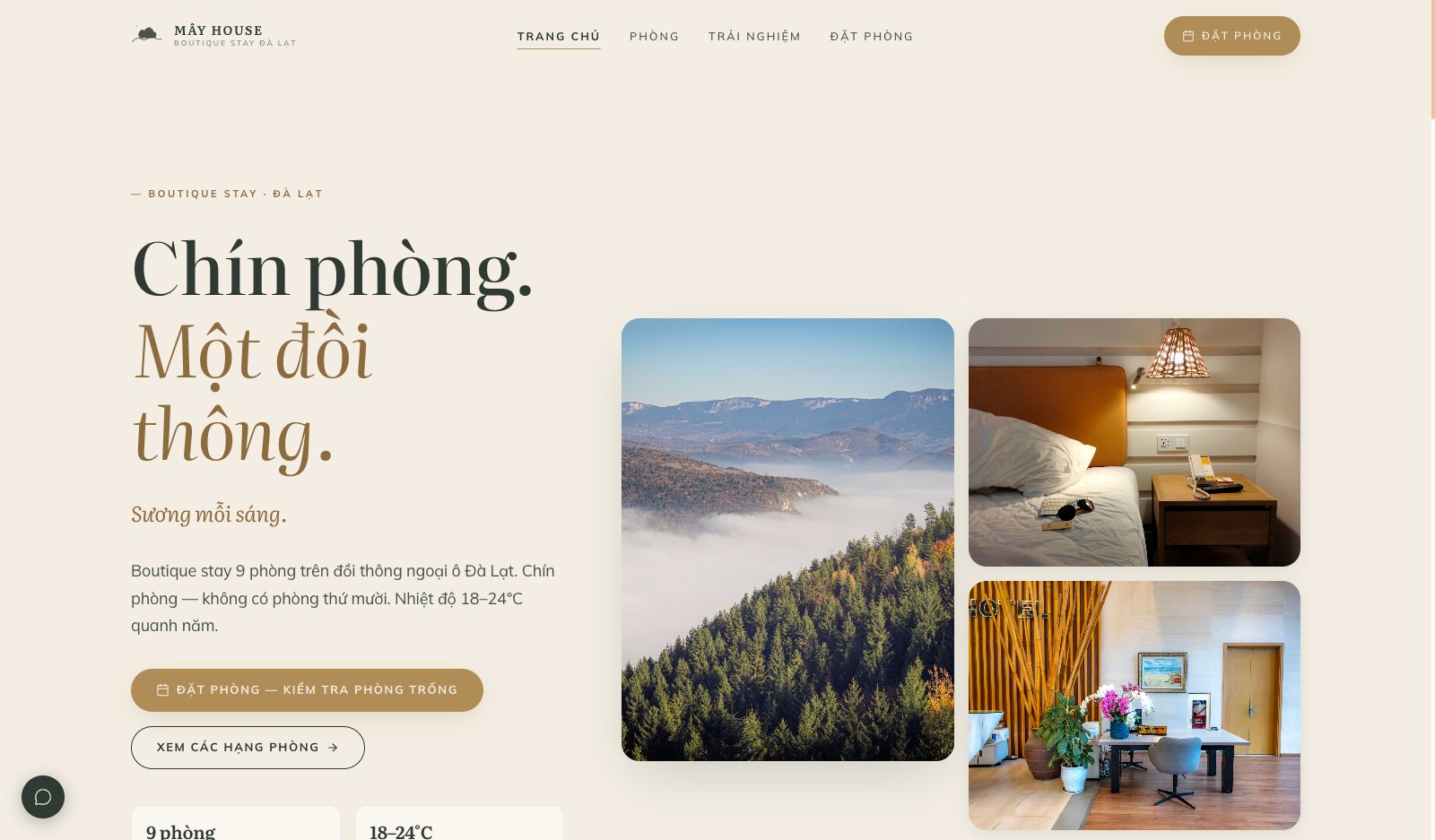 Giao diện mẫu web khách sạn